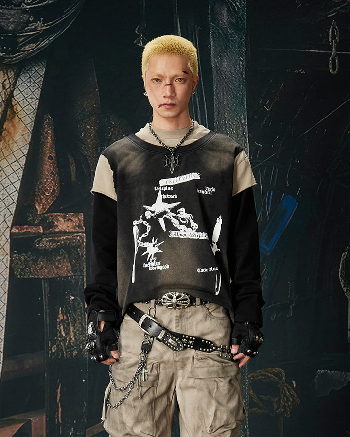 Layered Faux Three-Piece Sports T-Shirt