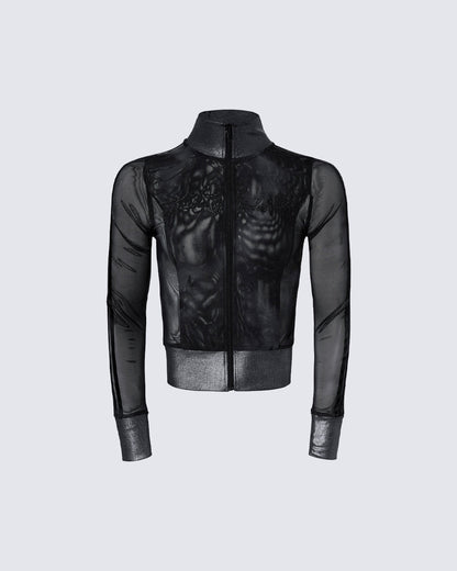 Subculture Mesh Slim-Fit Long Sleeve Top