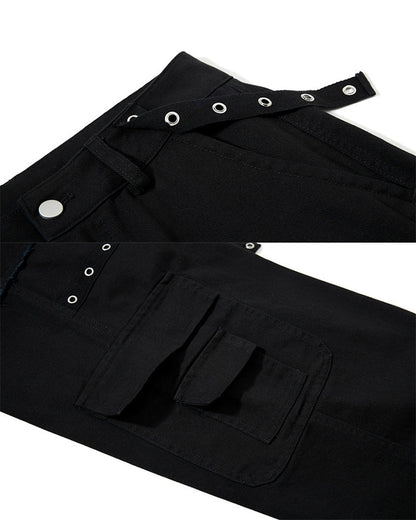 Heavy Washed Eyelet Cargo Pants