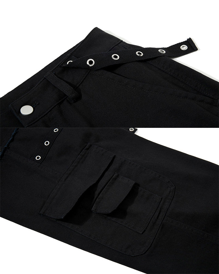 Heavy Washed Eyelet Cargo Pants