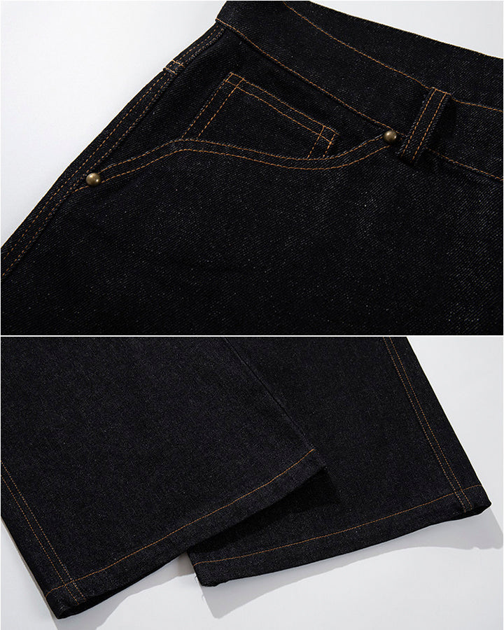Vintage Dark Wash Wide-Leg Denim Pants