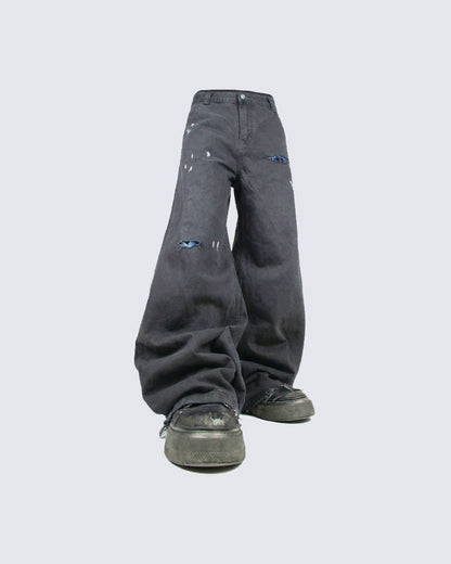 American Wrinkled A-Line Utility Jeans