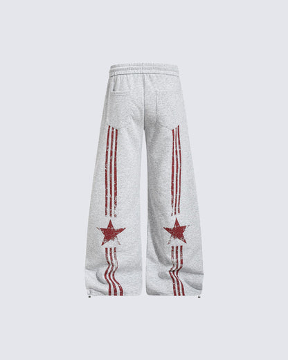 American Retro Street Graphic Star Print Sweatpants