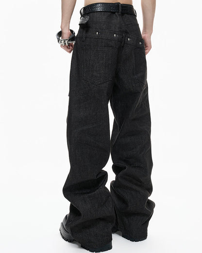 Double Waist Sagging Heavy Denim Pants