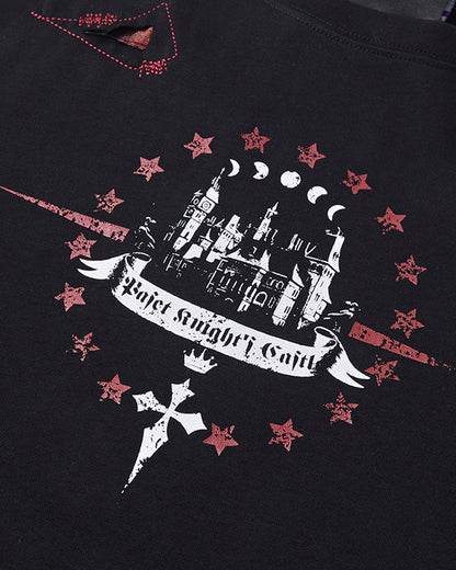 Gothic Subculture Printed Shoulder Long Sleeve