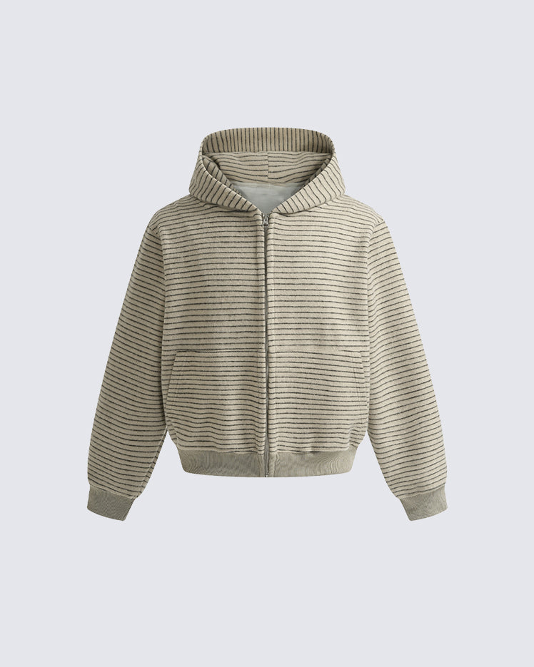 American High-Street Striped Hooded Sweatshirt