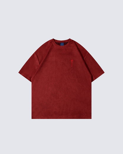 Minimalist Cross Embroidery T-shirt – Street-Inspired Casual Wear