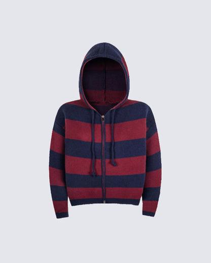 American Vintage Striped Hooded Sweater
