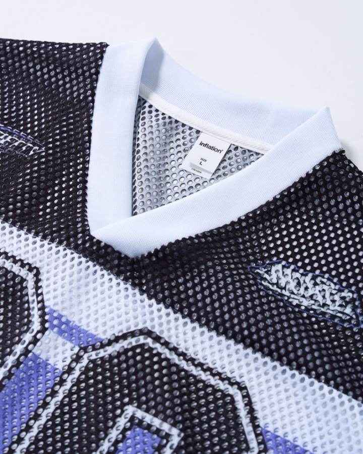 Colorblock Mesh Number 06 Football Jersey Tee