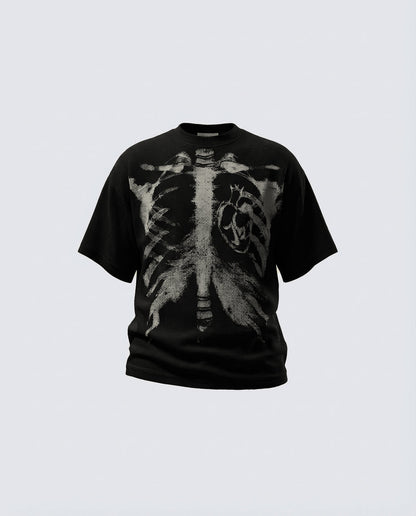 KIIKIO Skull Print Waffle T-Shirt