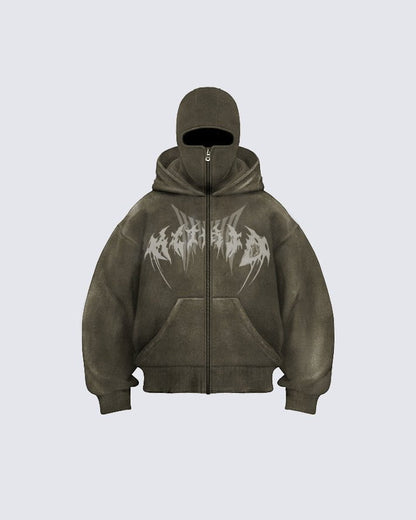 KIIKIO Stonewashed Balaclava Integrated Hoodie