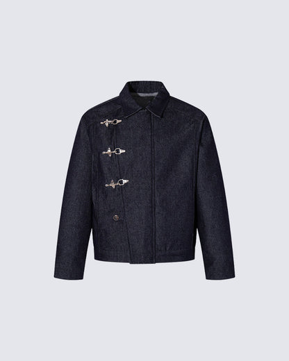 New Vintage Denim Jacket with Airplane Buckles