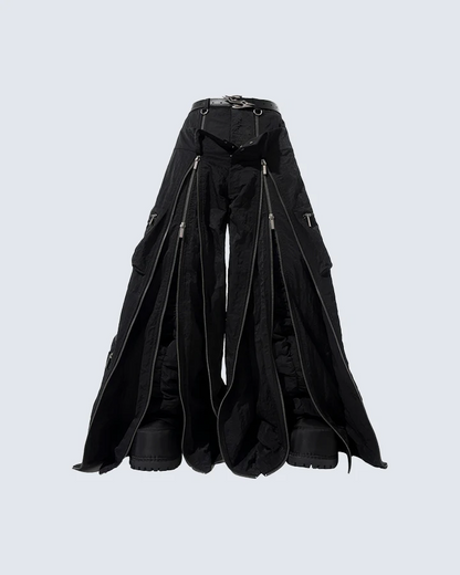 Futuristic Zipper Cargo Pants