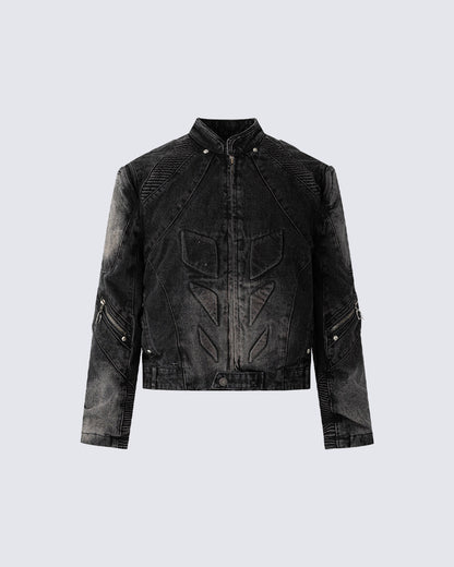 Vintage Washed Stand Collar Jacket