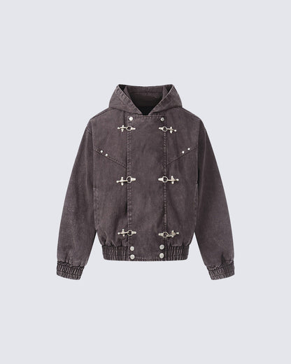 New Arrival Hooded Buckle Denim Jacket