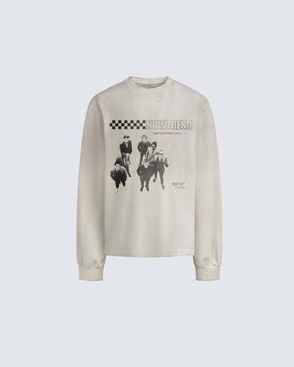 Vintage Distressed Washed Long Sleeve T-Shirt