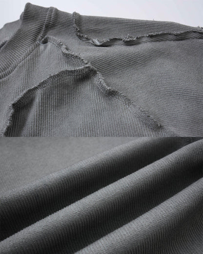 Dark Washed Deconstructed Seam Short Sleeve T-Shirt