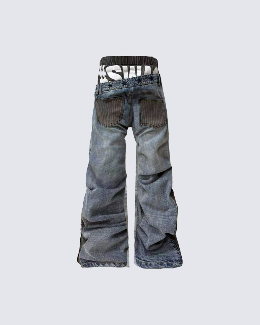 New Vintage American Patchwork Denim Pants