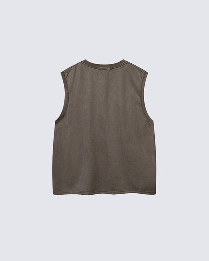 Dark Gothic Thorn Graphic Sleeveless T-Shirt