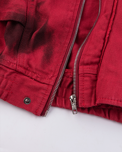 Graffiti Print Oversized Red Jacket