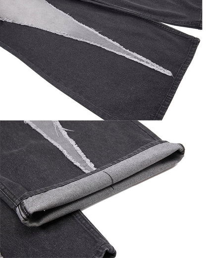 Vintage Washed Patchwork Denim Pants