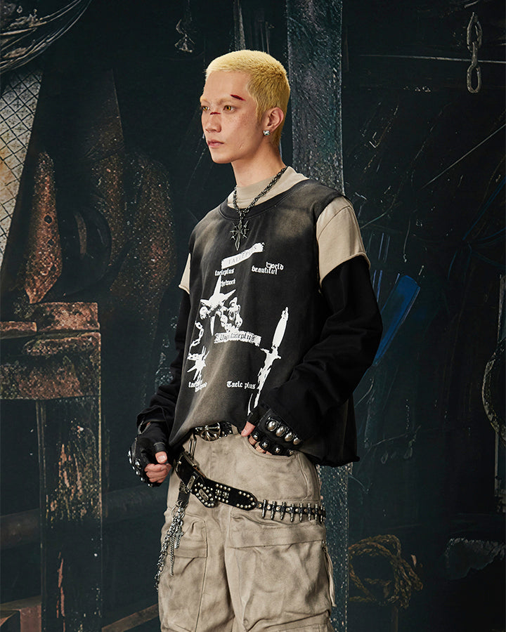 Layered Faux Three-Piece Sports T-Shirt