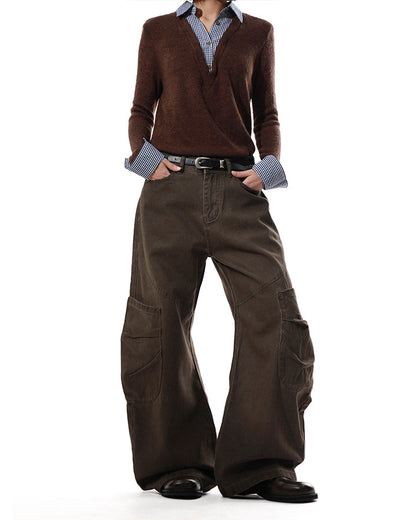 Vintage Washed Cargo Wide-Leg Scimitar Pants