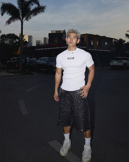 Logo Print Ribbed Knit T-Shirt