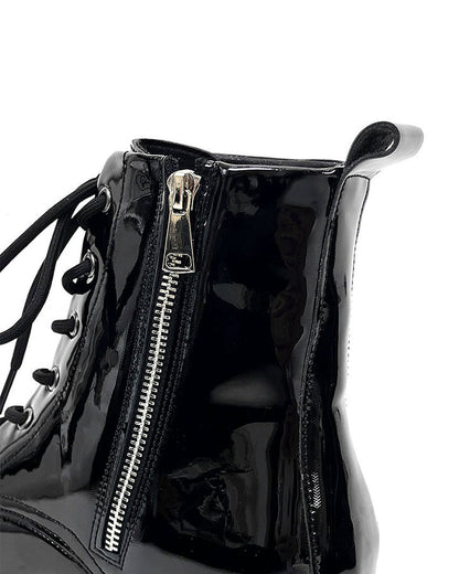 Patent Leather Platform Combat Boots