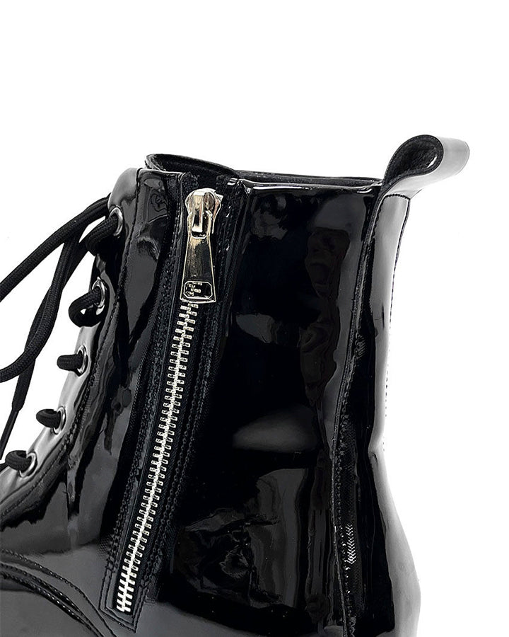 Patent Leather Platform Combat Boots