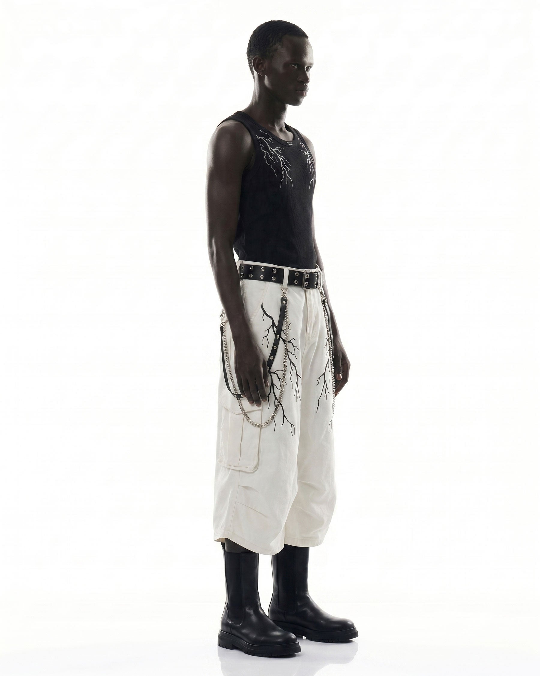 LIGHTNING Series | Gothic Chain Strap Utility Shorts