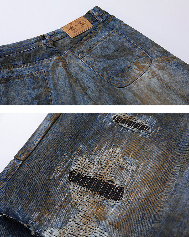 Vintage Split-Cut Denim Jeans
