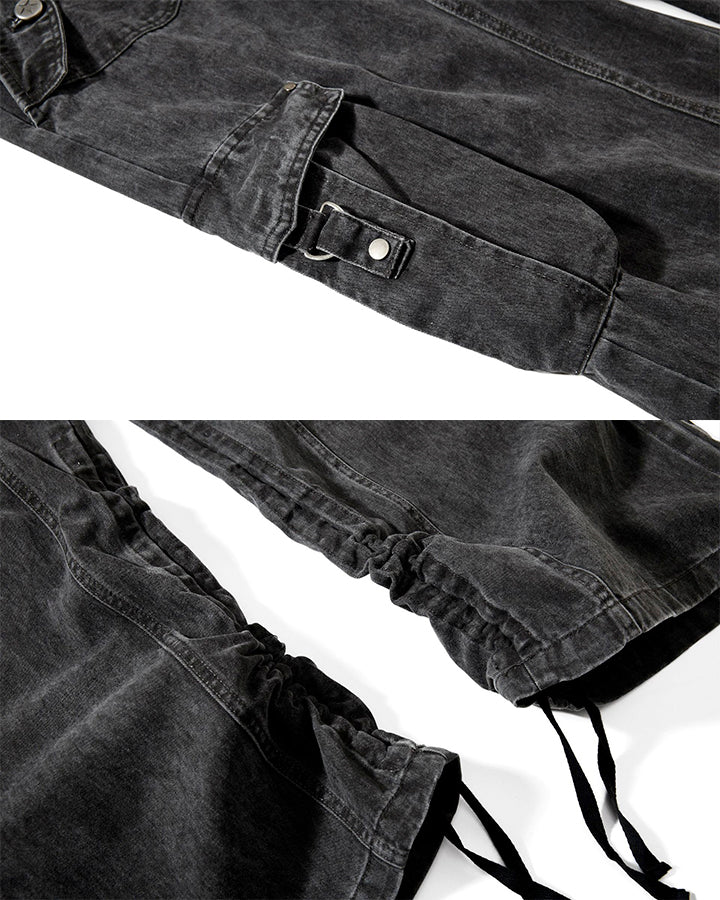 Side Drawstring Pleated Design Long Pants