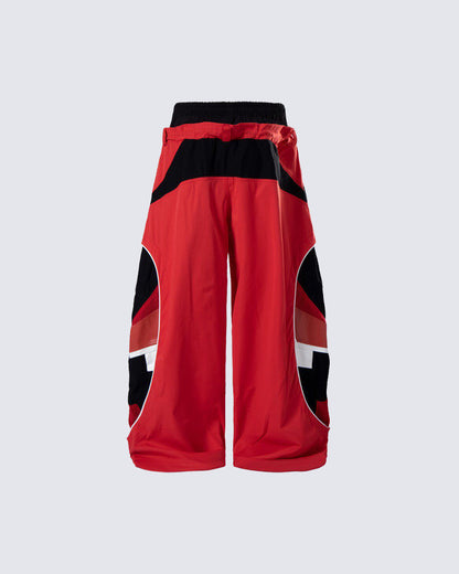 Street Colorblock Panel Loose Fit Wide Leg Pants