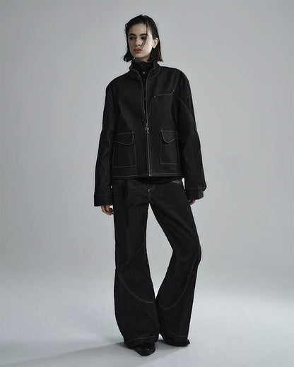 American High Street Flared Black Jeans