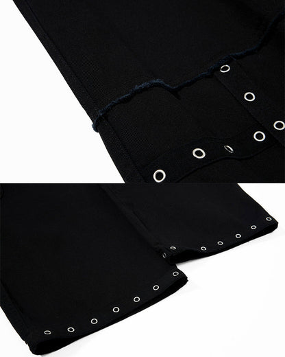Heavy Washed Eyelet Cargo Pants