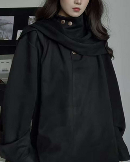 Asymmetric Collar Button-Up Shirt