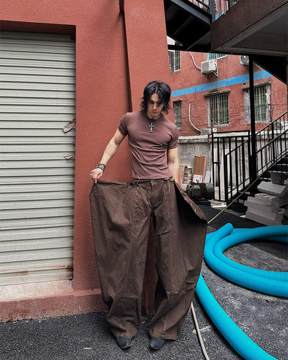 Deconstructed Double-Layer Panel Pants