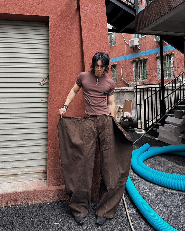 Deconstructed Double-Layer Panel Pants