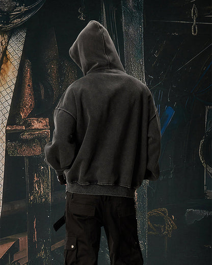 American Street Portrait Graffiti Zip-Up Hoodie