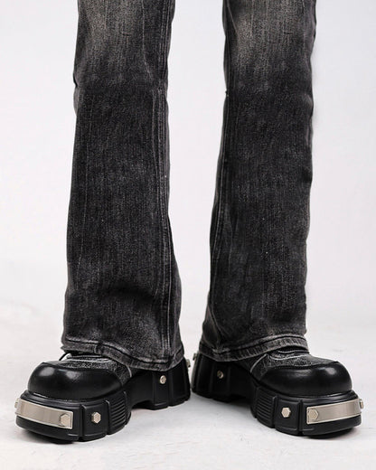 Chunky Studded Platform Lace Up Shoes