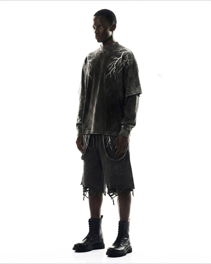 LIGHTNING Series | Washed Layered Long Sleeve T-Shirt