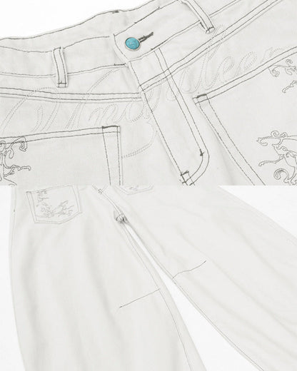 Vintage Washed Wide-Leg Denim Pants