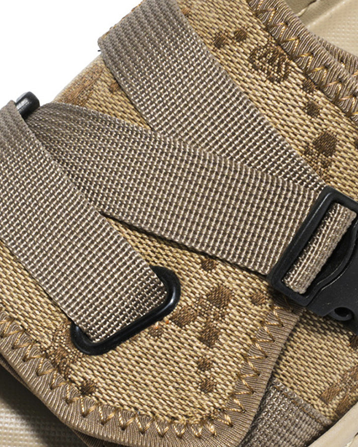 Black Mesh Double Strap Platform Slides