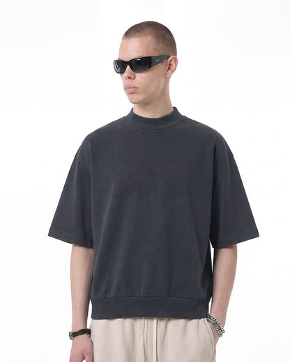 New Minimal Mock Neck Short Sleeve T-Shirt