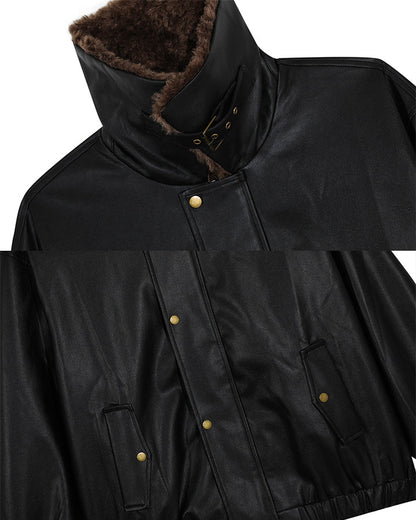 Vintage Mountain Eagle Detachable Leather Jacket