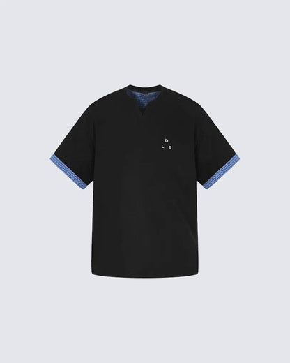 Minimal Contrast Trim V Neck Casual Short Sleeve