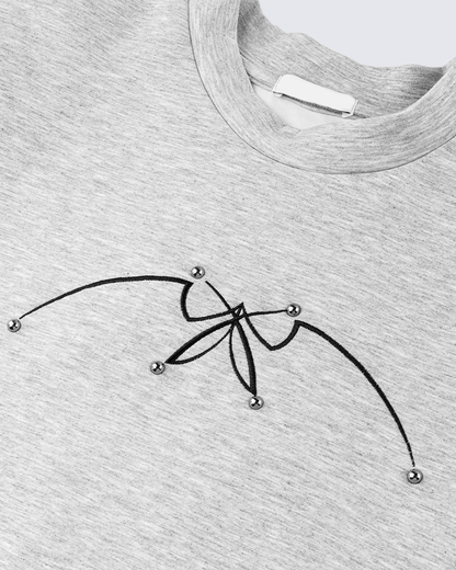 Studded Abstract Line Art Graphic Tee