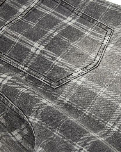 Retro Plaid Wide-Leg Casual Pants