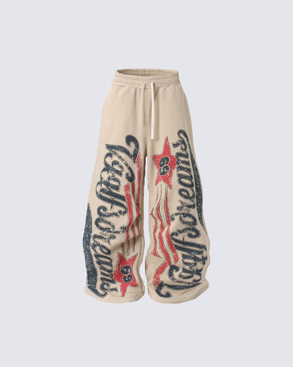 New Winter American Street Style Fleece Sweatpants